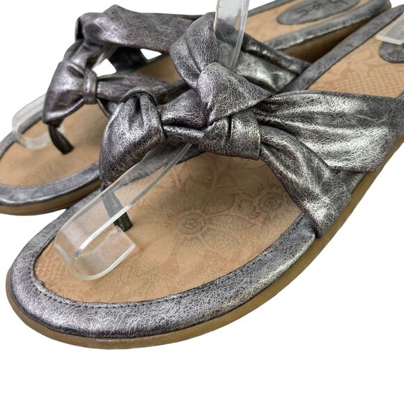 Boc Born Concept Silver Metallic Thongs Slides Sandals Flats Slip On Shoes sz 11 - Picture 9 of 16